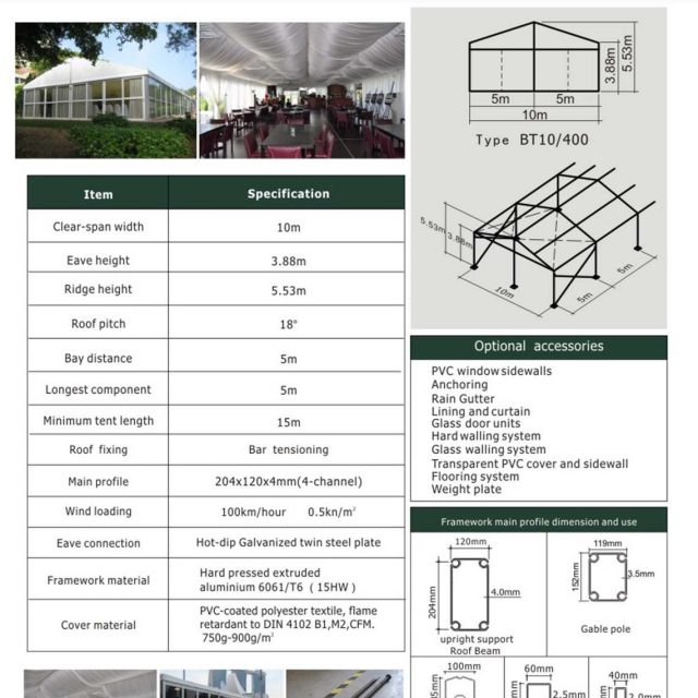Tenda Grande BT com 10 m de envergadura