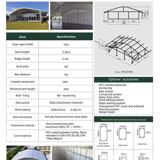 Tenda Arcum com 15 m de envergadura