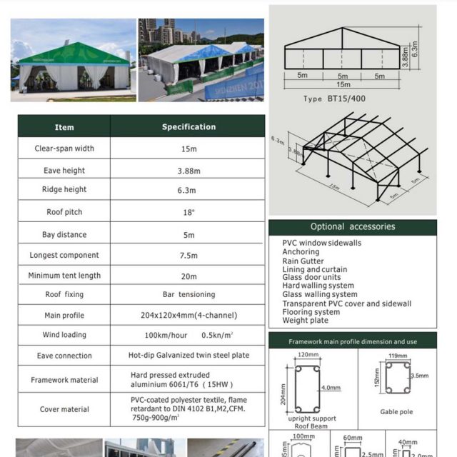 Tenda Grande BT com 15 m de envergadura