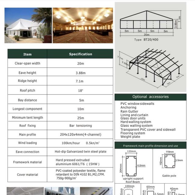 Tenda Grande BT com 20 m de envergadura