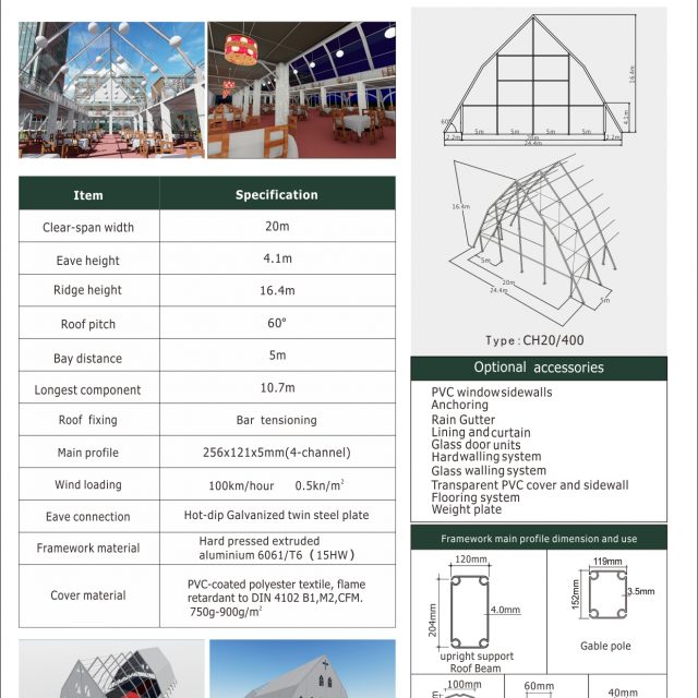 Tenda para igreja com 20 m de envergadura