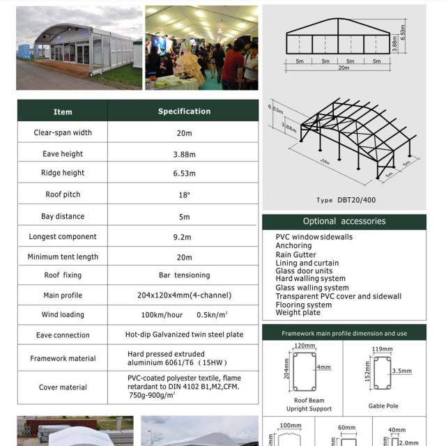 Tenda em cúpula com 20 m de envergadura