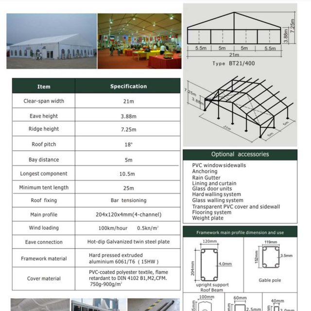 Tenda Grande BT com 21 m de envergadura 