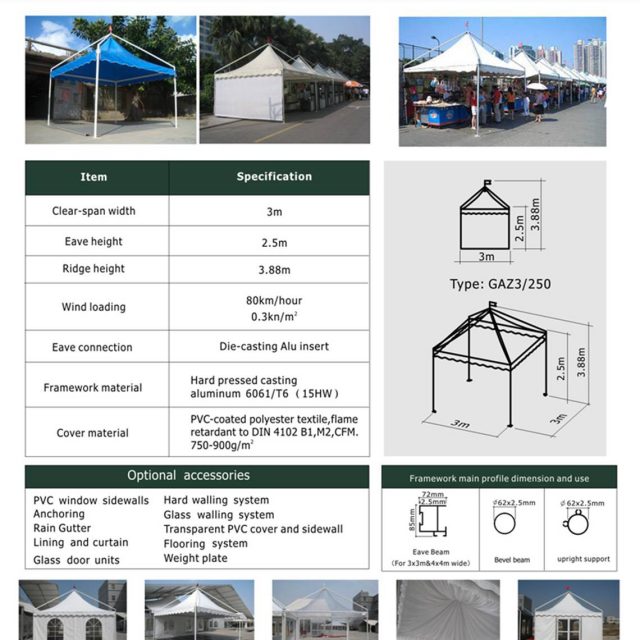 Tenda tipo gazebo com 3 m de envergadura