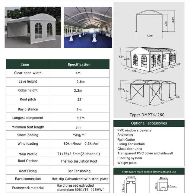 Tenda de festa em forma de cúpula com 4 m de envergadura