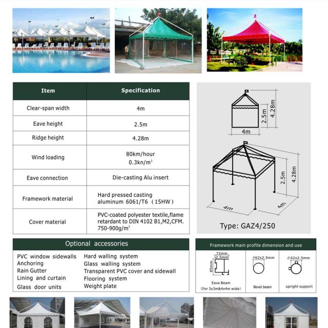 Tenda tipo gazebo com 4 m de envergadura