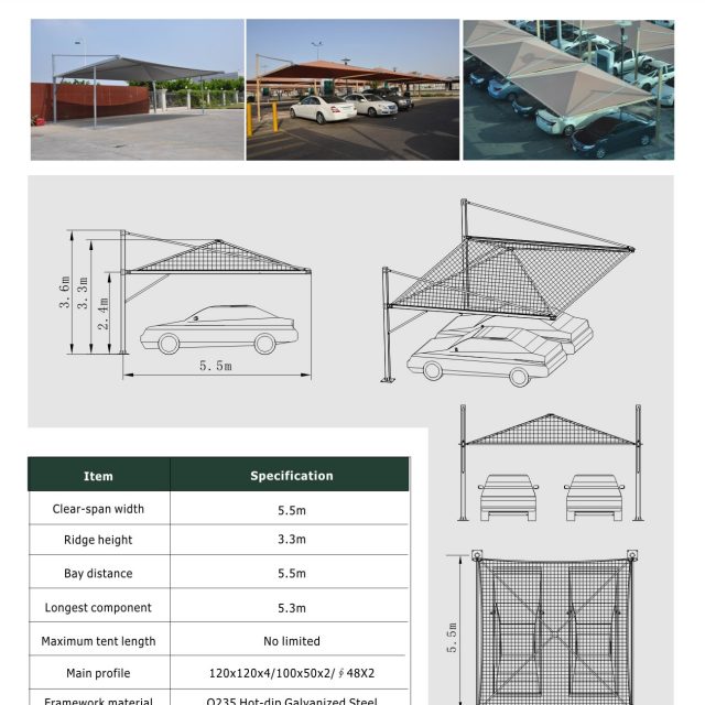 5.5m Span Carport Tent