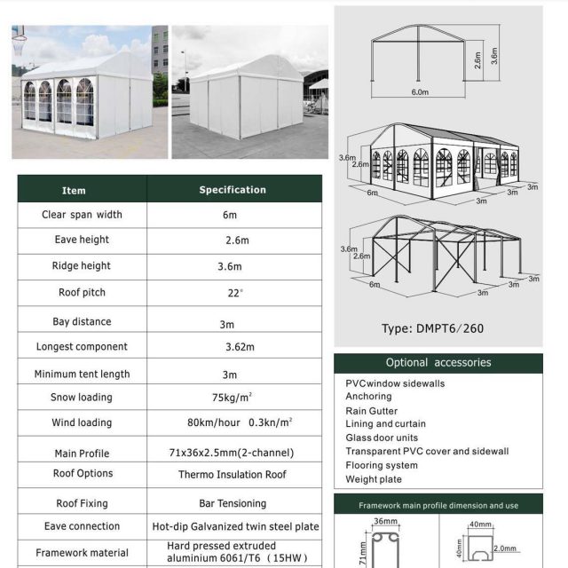 Tenda de festa em forma de cúpula com 6 m de envergadura