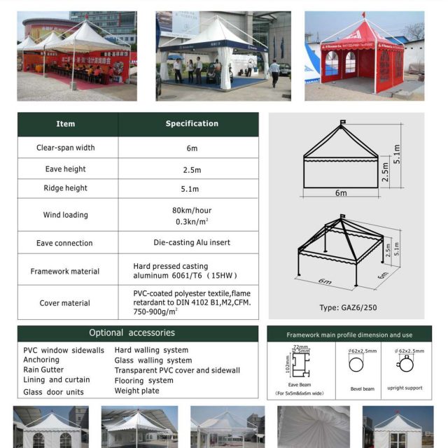 Tenda tipo gazebo com 6 m de envergadura