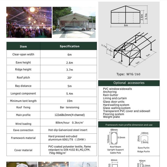 Tenda pequena com 6 m de envergadura WT