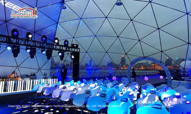 tenda em forma de cúpula geodésica transparente 1
