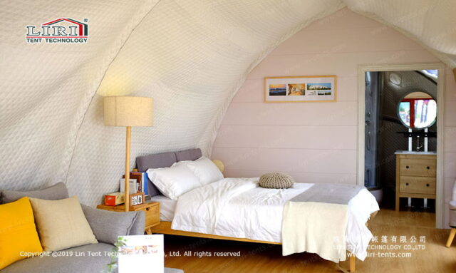 Tenda de glamping «Shell Shape» com acabamentos de luxo 4