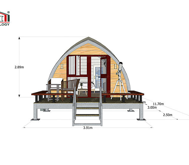 Tenda de glamping em forma de concha