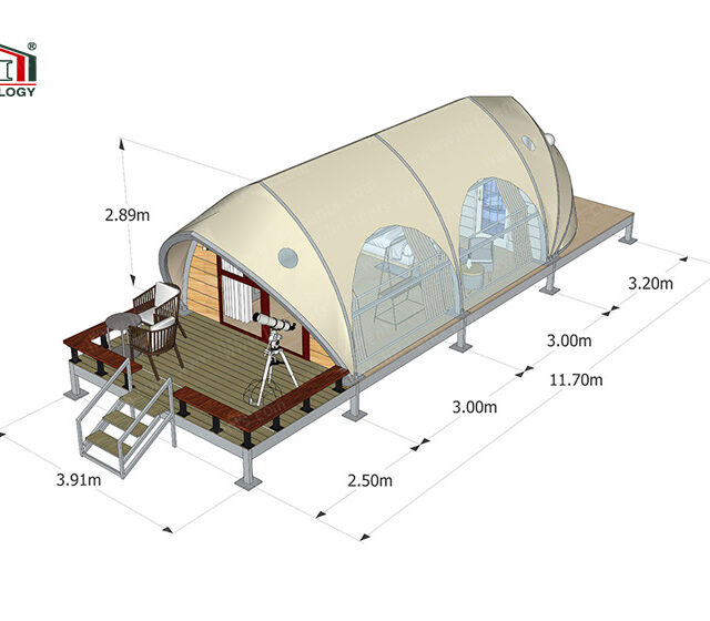 Tenda de glamping «Shell Shape» para o ar livre