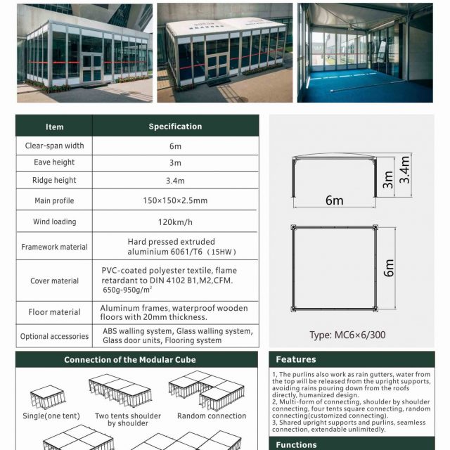 Tenda modular em cubo MC6 em escala