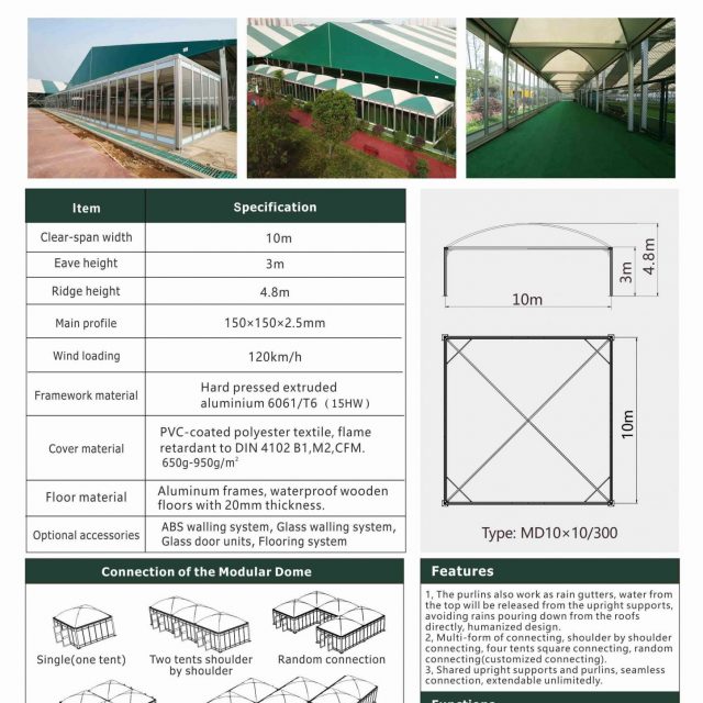 Tenda modular em cúpula MD10 em escala