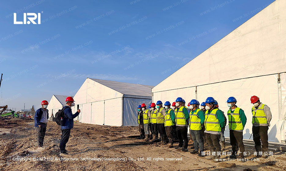 Photos of the field hospital built