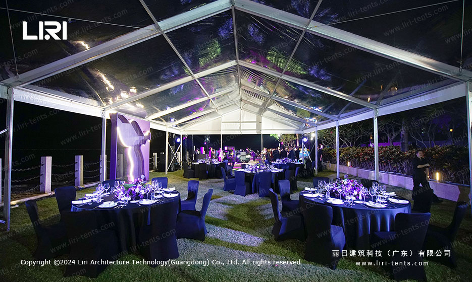 Close up of 6082T6 high strength aluminum alloy frame used in Liri Tent party structures