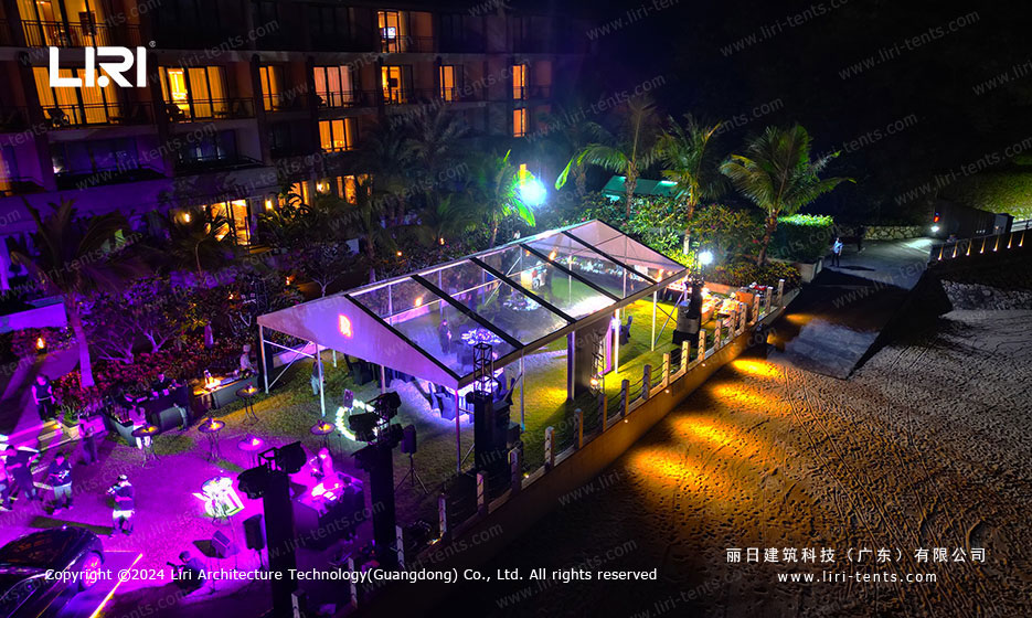 Liri Tent team rapidly assembling a temporary party venue within 48 hours on coastal site