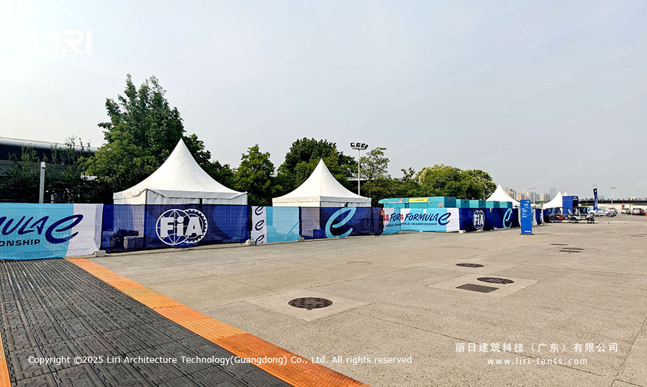 Liri Event Tents with Printed Logos Enhancing Brand Visibility at Formula E